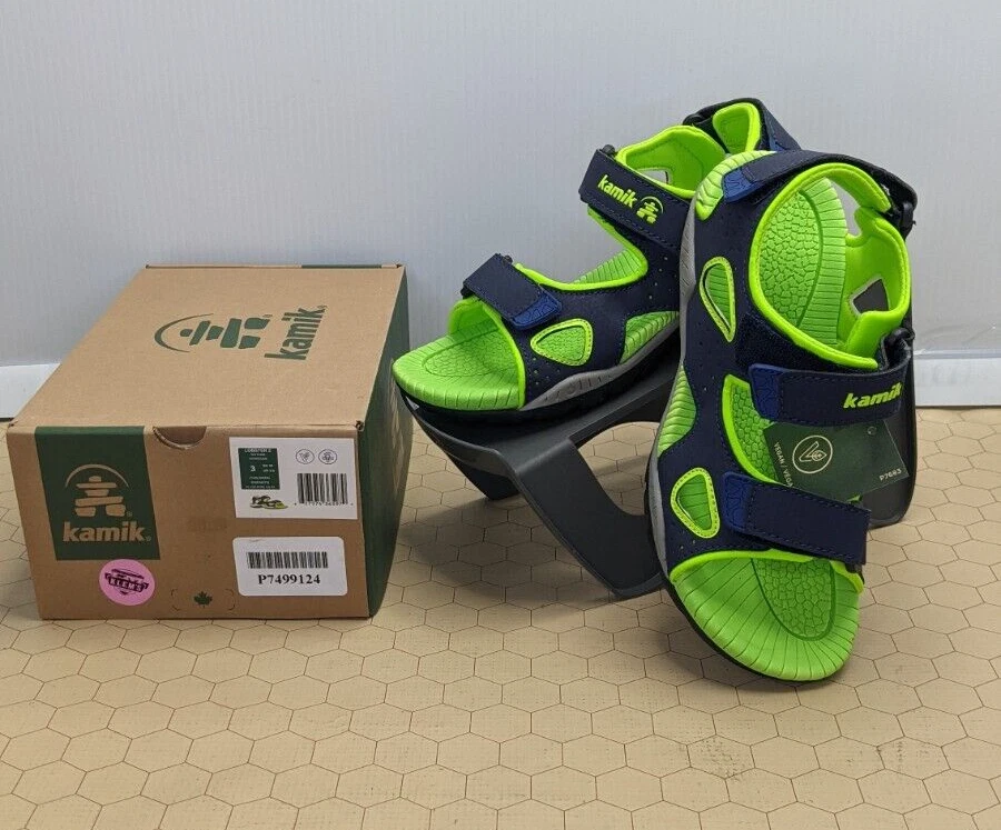 Kamik Lobster 2 Navy Lime Children Boys Sandals Size US 3 EU 35 UK 2.5 HK4126