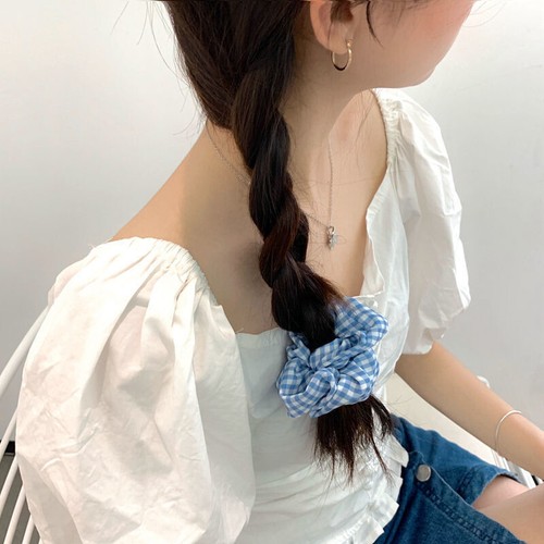 Frauen Punkte Scrunchie Karo Gänseblümchen bedruckt Haarseil Mädchen Haarschmuck Party - Bild 5 von 17