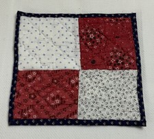 Antique Vintage Patchwork Quilt Table Topper Or Mini Doll Quilt, Four Patch, Red
