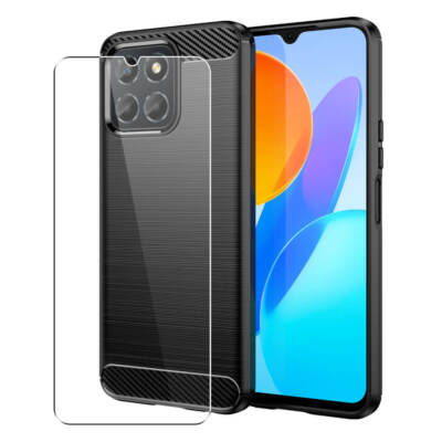 Carbon Case for Honor 70 Lite Phone Cover and Glass Screen Protector