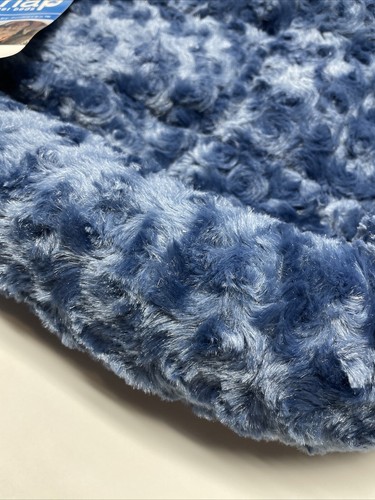 Furhaven Nap Pet Bed Dog Cat Padded Bolster Medium M 21” x 30” Blue Ultra Plush - Picture 3 of 6