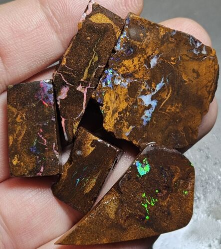 Boulder Opal Rub Parcel From Winton Red Pink Blue Green Lapidary 108 Carat Rough - Picture 3 of 22