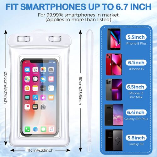 WEISSE WASSERDICHTE UNTERWASSER-HANDYHÜLLE Trockenbeutel Etui alle Smartphones Universal - Bild 4 von 10