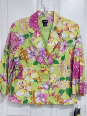 Women s Size 12  Raphaella  Multi-Color Floral Print Fully Lined Blazer
