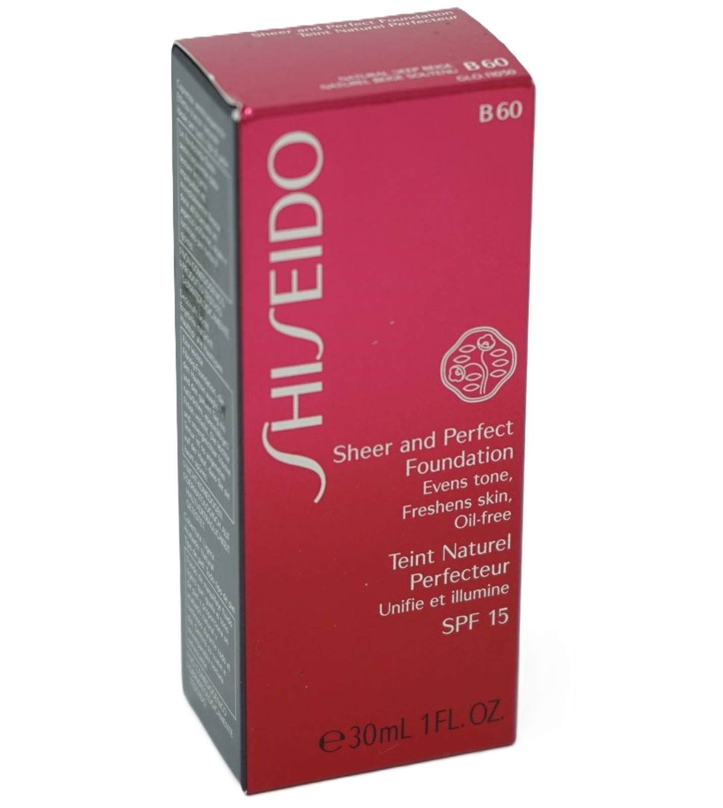 Shiseido SPF15 Прозрачная и идеальная тональная основа B60 натурального темно-бежевого цвета