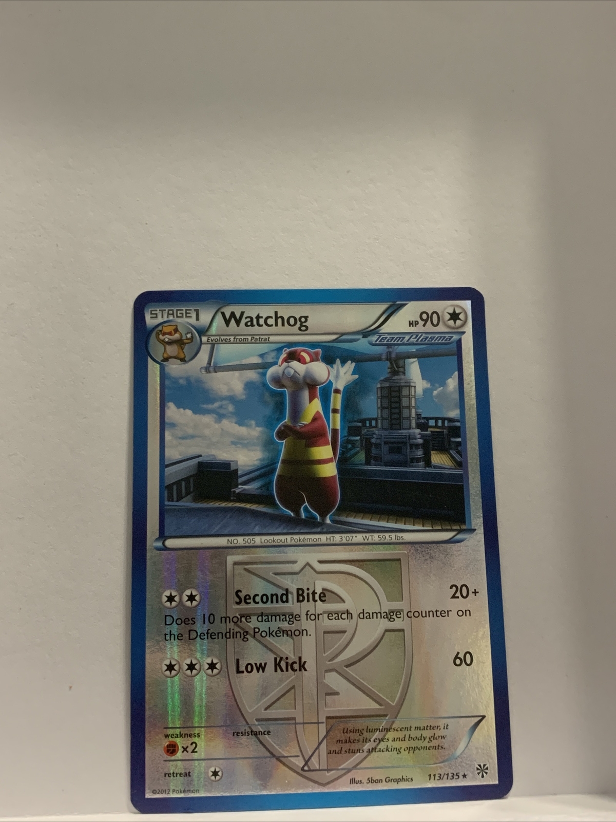 Watchog 113/135 B&W Plasma Storm REVERSE HOLO PERFECT MINT! Pokemon