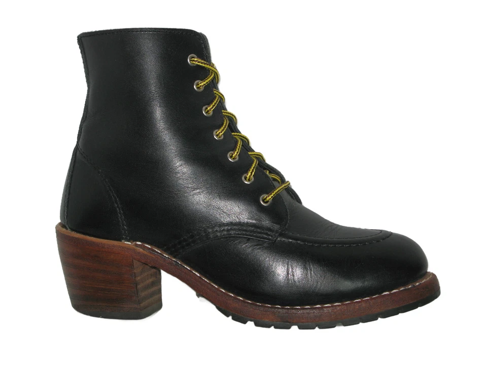 Botas de tornozelo femininas vintage Red Wing Clara 3405 couro preto com cadarço fabricadas nos EUA 6 B EUA - Imagem 2 de 4