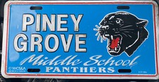 Placa de etiqueta de coche vintage Piney Grove escuela secundaria panteras king nc