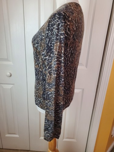 Tweeds 100% Cashmere Animal Print V Neck Size XL Women's Sweater - Picture 7 of 9