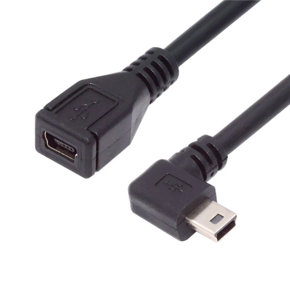 USB2.0 Mini USB 5Pin Male to Female 90Degree Angled Data Extension Cable Adapter - Image 2 of 4