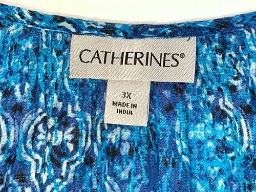 Catherines Sz 3X 52 Chest Tunic Top 3/4 Bell Sleeve Lightweight Blue Tassels - Picture 4 of 19