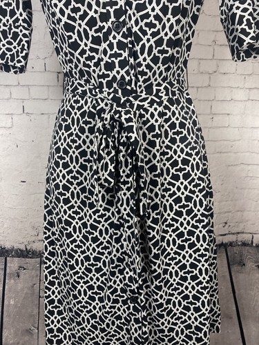 Vestido Laundry by Shelli Segal para mujer talla 0 negro blanco geométrico (A09) - Imagen 10 de 15