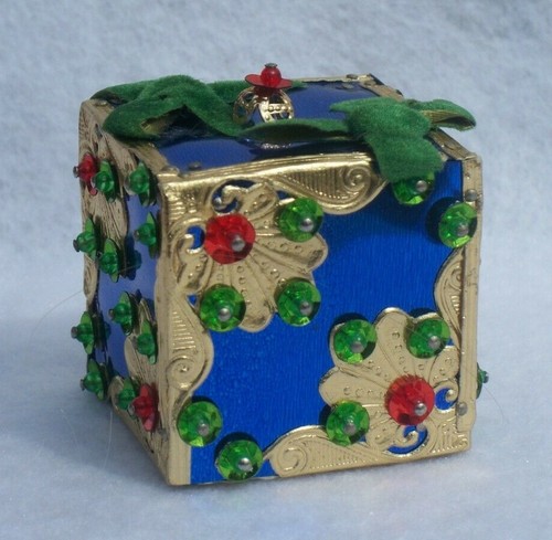 RESERVIERT! VINTAGE PERLEN PAILLETTEN BLAU GOLD ROT GRÜN WEIHNACHTSGESCHENK ORNAMENT