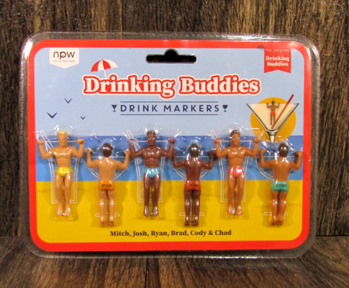 Drinking Buddies Drink Markers Men in Speedos Beach Gag Gift Bachelorette Party - Picture 1 of 2