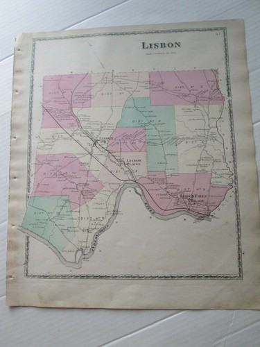 (1) 1873 ANDROSCOGGIN COUNTY ATLAS KARTE, "LISSABON", SANFORD & EVERTS - Bild 1 von 2