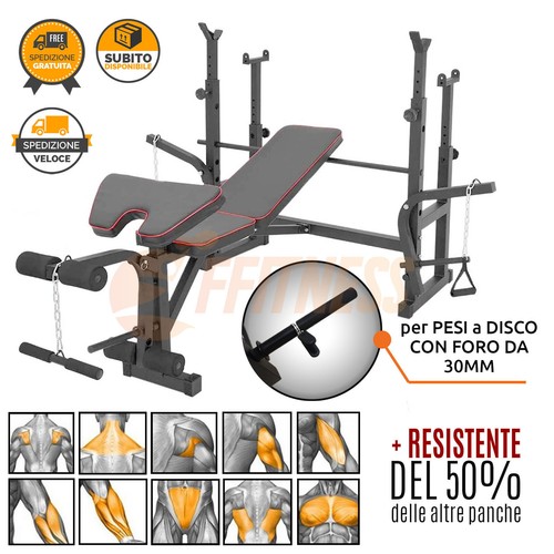 WEIGHTLIFTING BENCH MULTISTAZIONE DI ALLENAMENTO RASTRELLIERA BARBELL SQUAT RACK - Foto 1 di 9