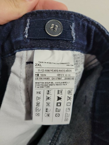 SISLEY Girl's Jeans Low Rise Skinny Stretch Blue Color Adjustable Waist.Size 2XL - Picture 12 of 12