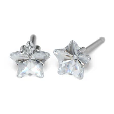 STUDEX Medical Earrings Cubic Zirconia Stern Earrings 5mm Silver Plug