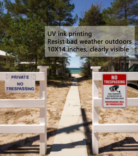 Large Video Surveillance Signs Outdoor,No Trespassing Sign Aluminum 10x14 Inch U - Picture 6 of 12