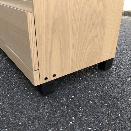 secondhand Ikea White Oak 3 Drawer Bedroom Chest on Square Tapered Black Legs - Picture 10 of 11