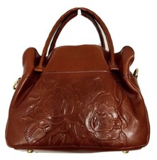 Patricia Nash Ashford Rose Tooled Leather Crossbody Satchel-Tan-NWT