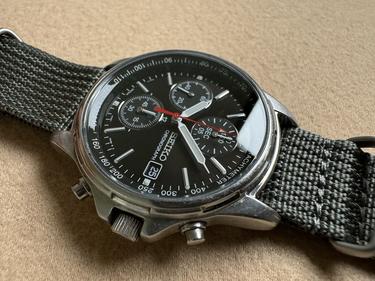 SEIKO セイコー クロノグラフ 7T92-0BA0 Seiko 7T92-0BA0 Chronograph Black Dial Quartz Men's Watch