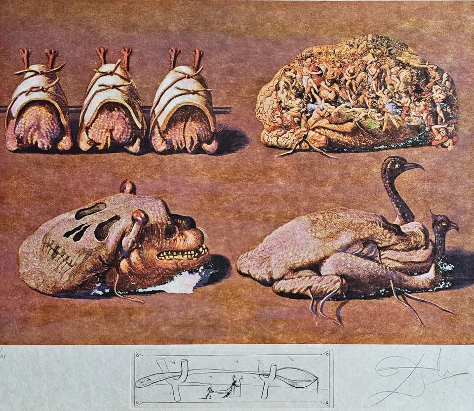 Salvador Dali Les Caprices Pinces Princiers HAND SIGNED #d lithograph food art - Image 3 of 4