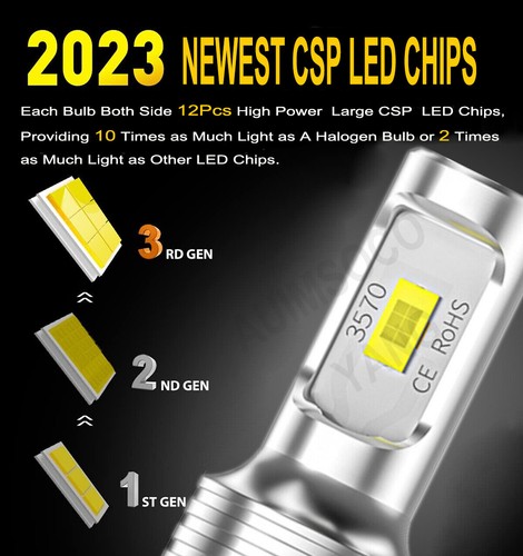 H11 CSP Front LED Headlight Kit Low BEAM Bulbs 10000K Xenon White Lights 66000LM - Picture 11 of 18