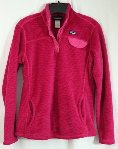 Patagonia Girls 16 - 18 Synchilla Fleece Snap Neck Pullover Hot Pink Sweatshirt