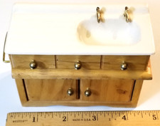 DOLLHOUSE WOOD KITCHEN SINK/CABINET, 1:12