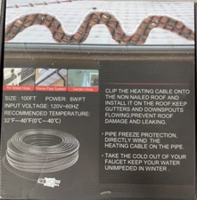 8W/ft 100ft 120V-60HZ Self Regulating Heating Cable De-icing Kit [J3]