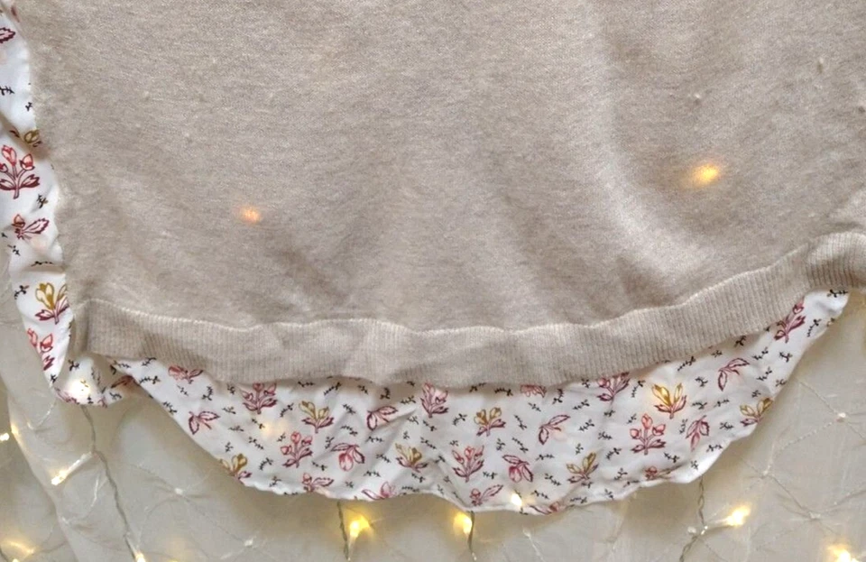 Suéter Loft Mujer XS Beige Ditsy Floral Tela Dobladillo Crew Femenino Informal Abuela Foto 3 de 4