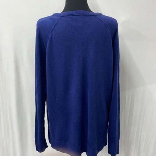 Sweet Romeo pullover v-neck sweater in dark violet blue, size Large. - Picture 6 of 9