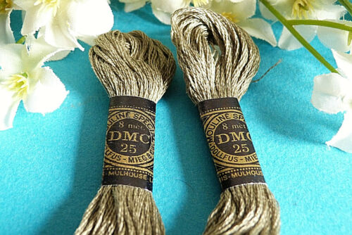 097A/Lovely Lot 2 Skeins Mouliné DMC N° 25 Color Grey Green N° 3022 - Picture 2 of 3