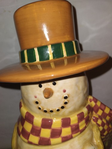 RARE Vintage Susan Winget Snowman Cookie Jar 14 1/2"H NEW - Picture 2 of 8