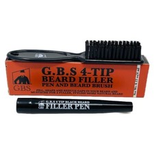 G.B.S Beard Filler Pen and Beard Brush - Color Black - Waterproof -PACK OF 2