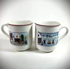 Villeroy & Boch Set of 2 "Naif Christmas" Porcelain Coffee Mugs Luxembourg EUC