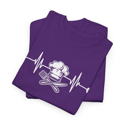 Culinary Chef Cooking Lover Cook EKG Heartbeat Pulse Line T-Shirt - Picture 12 of 15