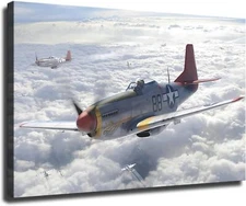 Aircraft P-51 Mustang Aviation Poster Canvas Wall Art Picture Print Modern Home