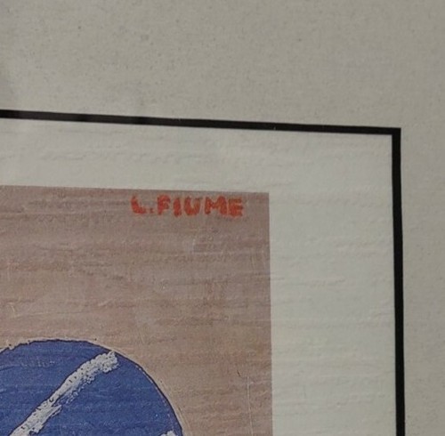 L. FIUME LAURA FIUME PACIFICA SOCIETA LITHOGRAPH ITALY SIGNED FRAMED MATTED VGC - Picture 3 of 4