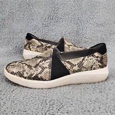 Clarks Women's Loafers Sz 8 Snake Print Leather Slip On Comfort Shoes Office
