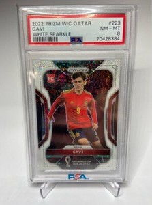 2022 Panini Prizm FIFA World Cup Qatar Gavi RC White Sparkle SSP Spain PSA 8