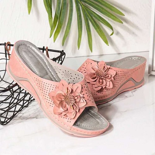 Women Hollow Slippers Wedge Casual Shoes Open Toe Non-Slip Mules Sandals Slip On - Picture 47 of 69