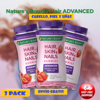 3 Pack Hair, Skin & Nails Gummies 6000 mcg 240 count (3x80) Advanced 2 x Biotin