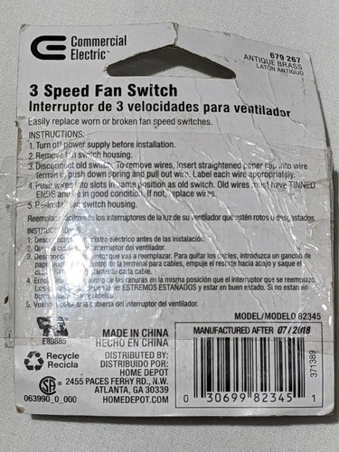 Interruptor de ventilador de cadena de tracción de latón antiguo eléctrico comercial de 3 velocidades - caja abierta - Imagen 5 de 5