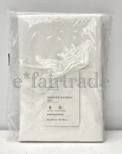 NEW Pottery Barn Washed Cotton Sateen EURO Sham~White
