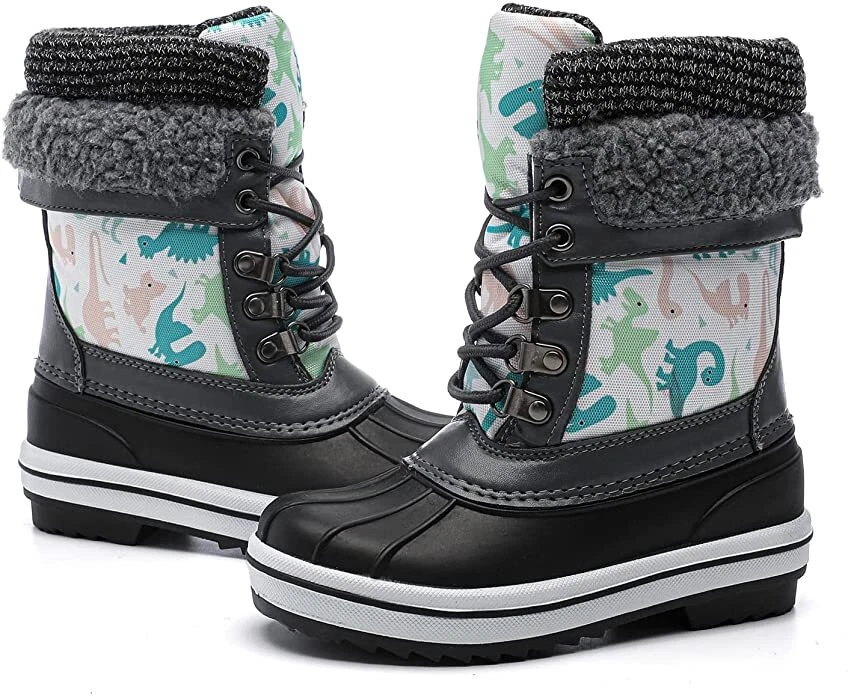 Niños Botas de Nieve Impermeables Niños Botas de Invierno Forradas de Piel Sintética Niñas Zapatos al Aire Libre Foto 3 de 3