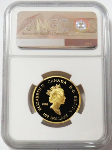 2003 GOLD CANADA PROOF $100 MARQUIS WHEAT COLORIZE NGC PF 69 ULTRA CAMEO - Picture 2 of 2