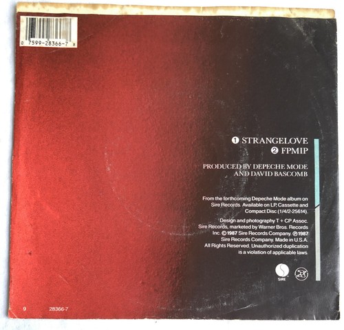 DEPECHE MODE -Strangelove- US Promo 7” With Picture Sleeve (Vinyl Record) - Picture 4 of 5