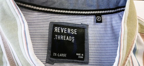 Camicia manica corta con bottoni a righe multicolore Reverse Threads taglia 2XL - Foto 5 di 7